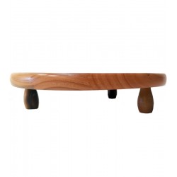 Prato 35 cm em Madeira Para Pizza Com 3 Pes